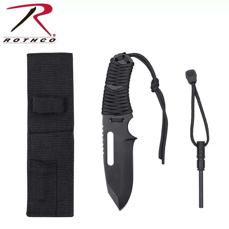 Rothco Large Paracord Knife With Fire Starter – Black