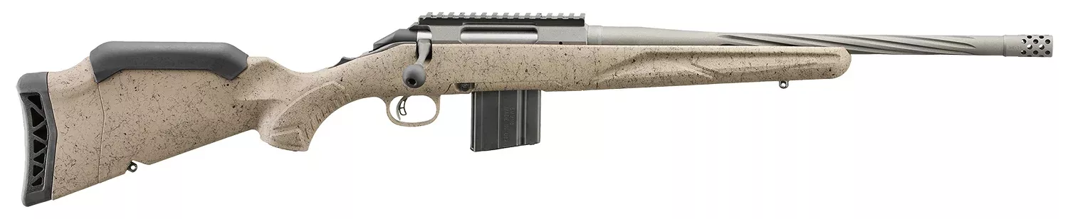 Ruger 46927 American II Ranch Full Size 6.5 Grendel 10+1 16.10″ Cobalt Cerakote Spiral Fluted Threaded Barrel & Alloy Steel Receiver w/Picatinny Rail, Flat Dark Earth Splatter Adj LOP Synthetic Stock