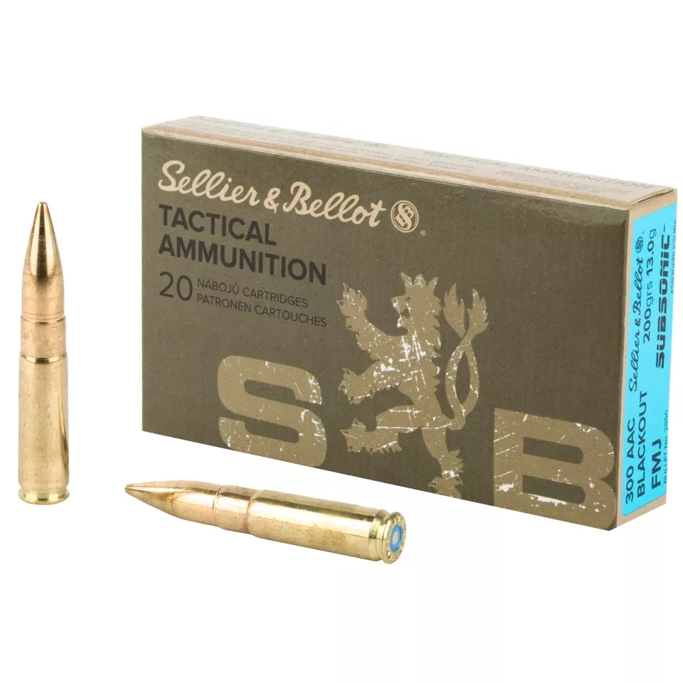 S&B 300 Blackout 200 Grain FMJ Subsonic Ammunition - 20 Rounds/1000 Rounds