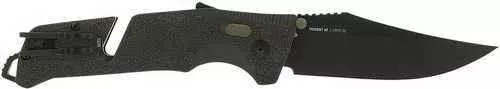 S.O.G Trident AT 3.70" Folding Clip Point Plain Titanium Nitride Cryo D2 Steel Blade Grn Blackout Handle Fe