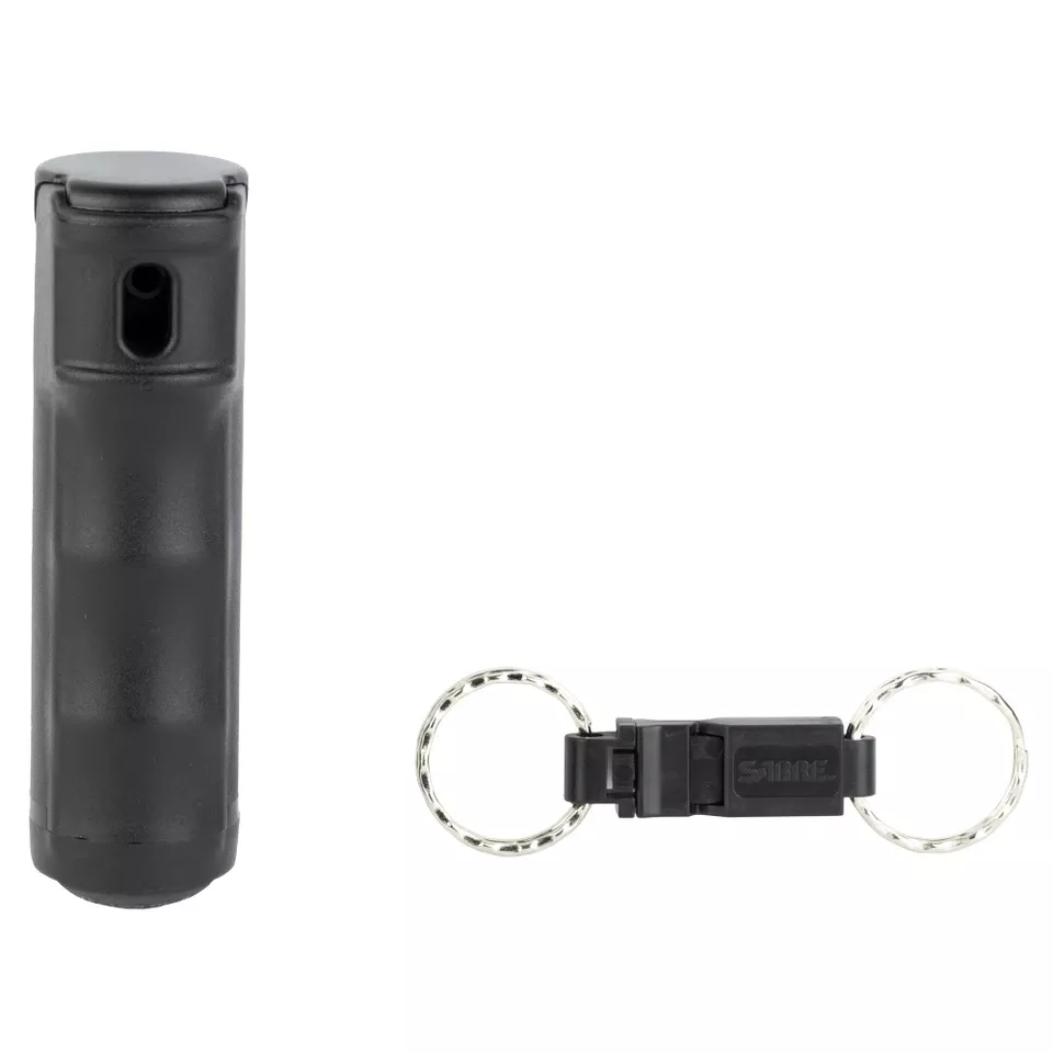 SABRE Black Key Ring Whistle with .54 Spray