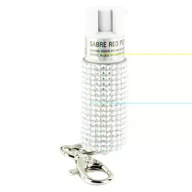 Sabre Jeweled | .54oz | Jeweled Silver | Snap Clip Keychain | Twist Lock Safety | KR-J-WH-02