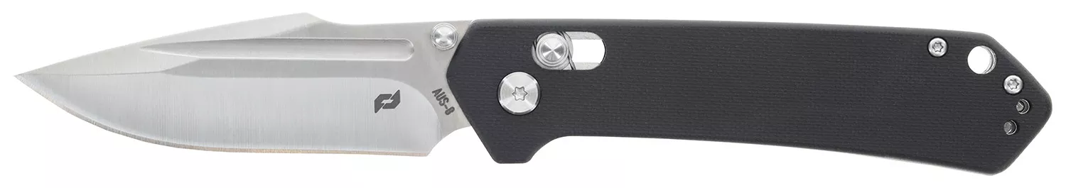 Schrade 1182620 Divergent3.06" Folding Modified Drop Point Plain Satin AUS-8A SS Blade 4.31" Black G10 Handle