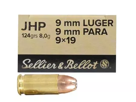 Sellier & Bellot 9mm 124gr Jacketed Hollow Point 50 Rounds