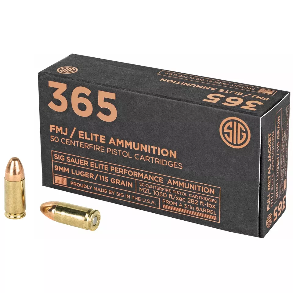 SIG AMMO 9MM 115GR FMJ - 50 Rounds/1000 Rounds