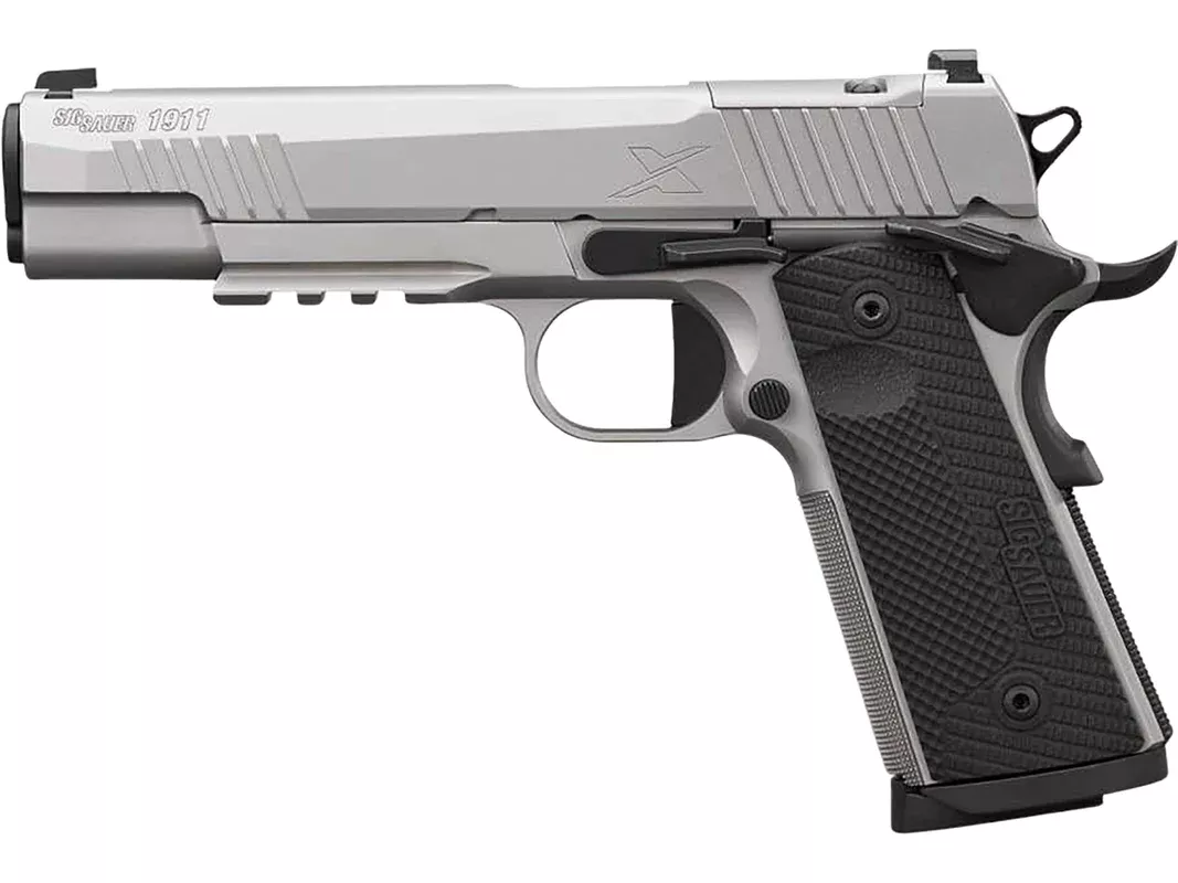 Sig Sauer 1911 X 45 ACP Pistol 5″ Barrel 8+1 Round Bead Blasted Stainless Slide Black Grip Bead Blasted Stainless Frame – Open Box