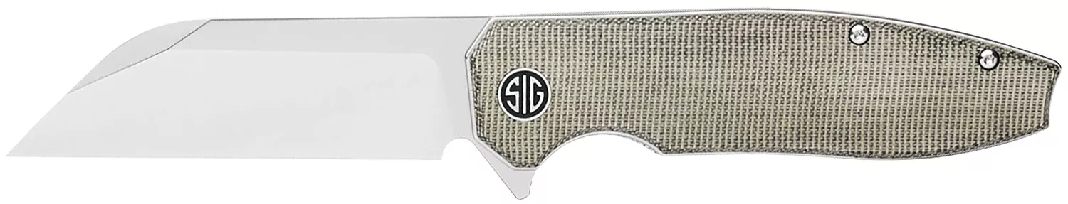 Sig Sauer Knives KA7SG Karak3.25" Folding Wharncliffe Plain Black PVD Nitro-V Blade, 4" Green Canvas Micarta Handle