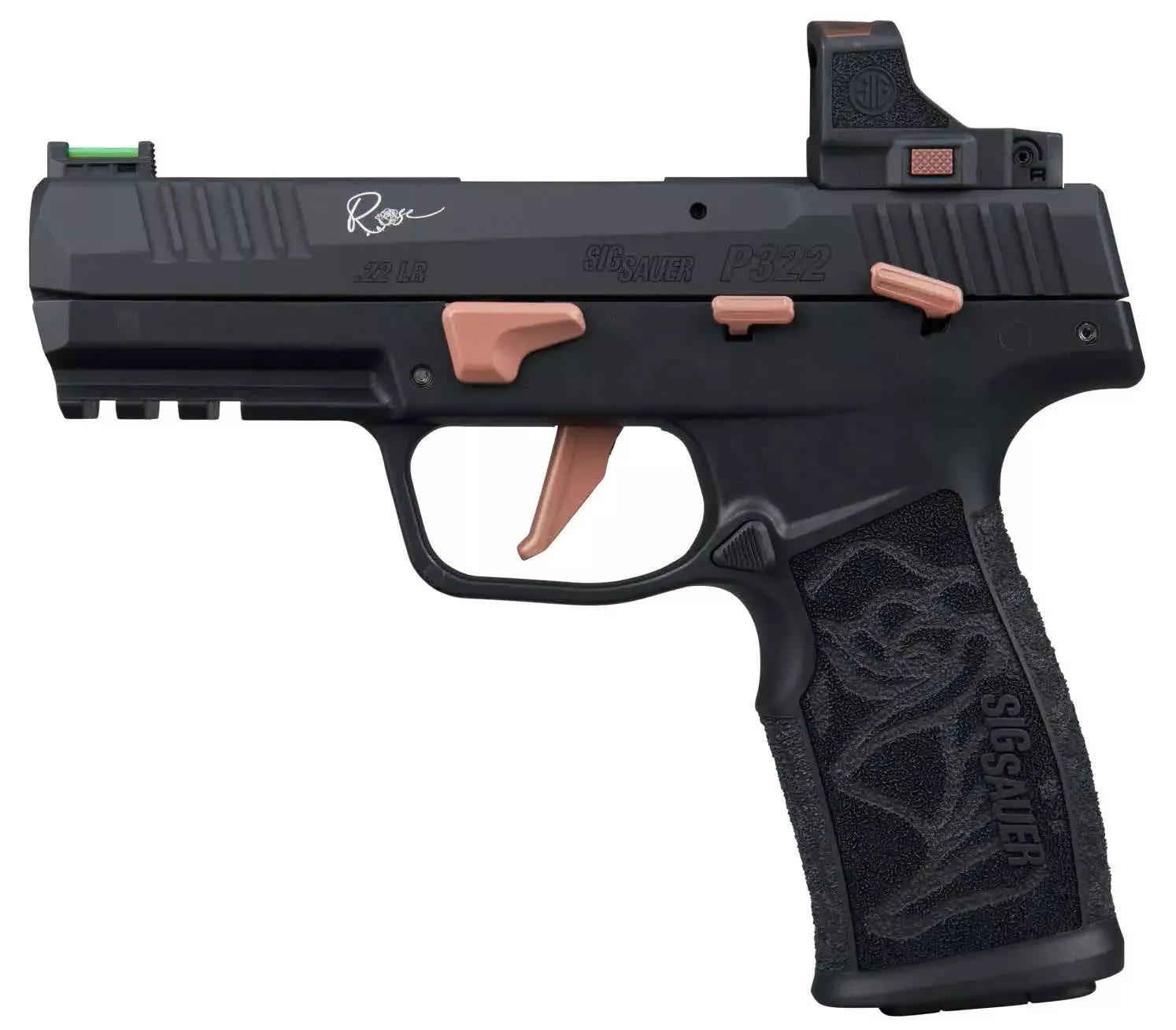 SIG SAUER P322 ROSE ROMEO RS 22LR PSTL BLK T.B., SAVIOR BAR, 3-20RD MAG