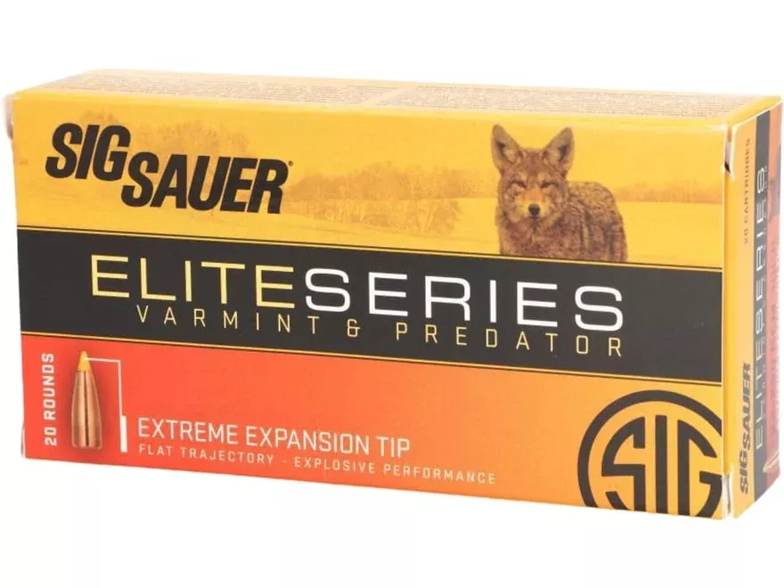 Sig Sauer Varmint & Predator 223 Remington Ammo 40 Grain Nosler Varmageddon Polymer Tip Box of 20
