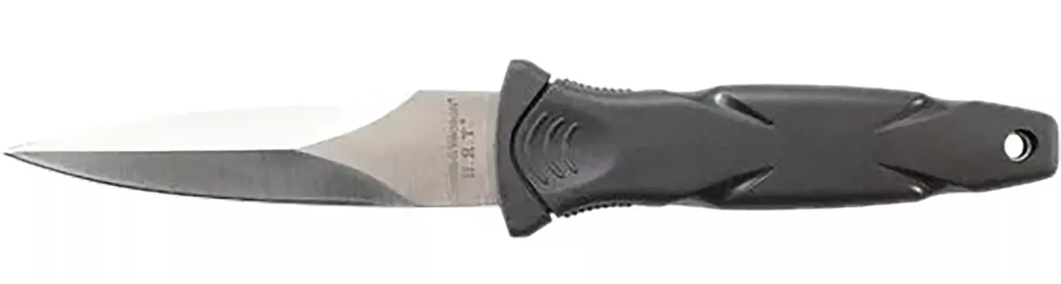 Smith & Wesson Knives SWHRT3 H.R.T.3.50" Fixed Spear Point Plain Black TPR Handle Includes Sheath 7.5" OAL