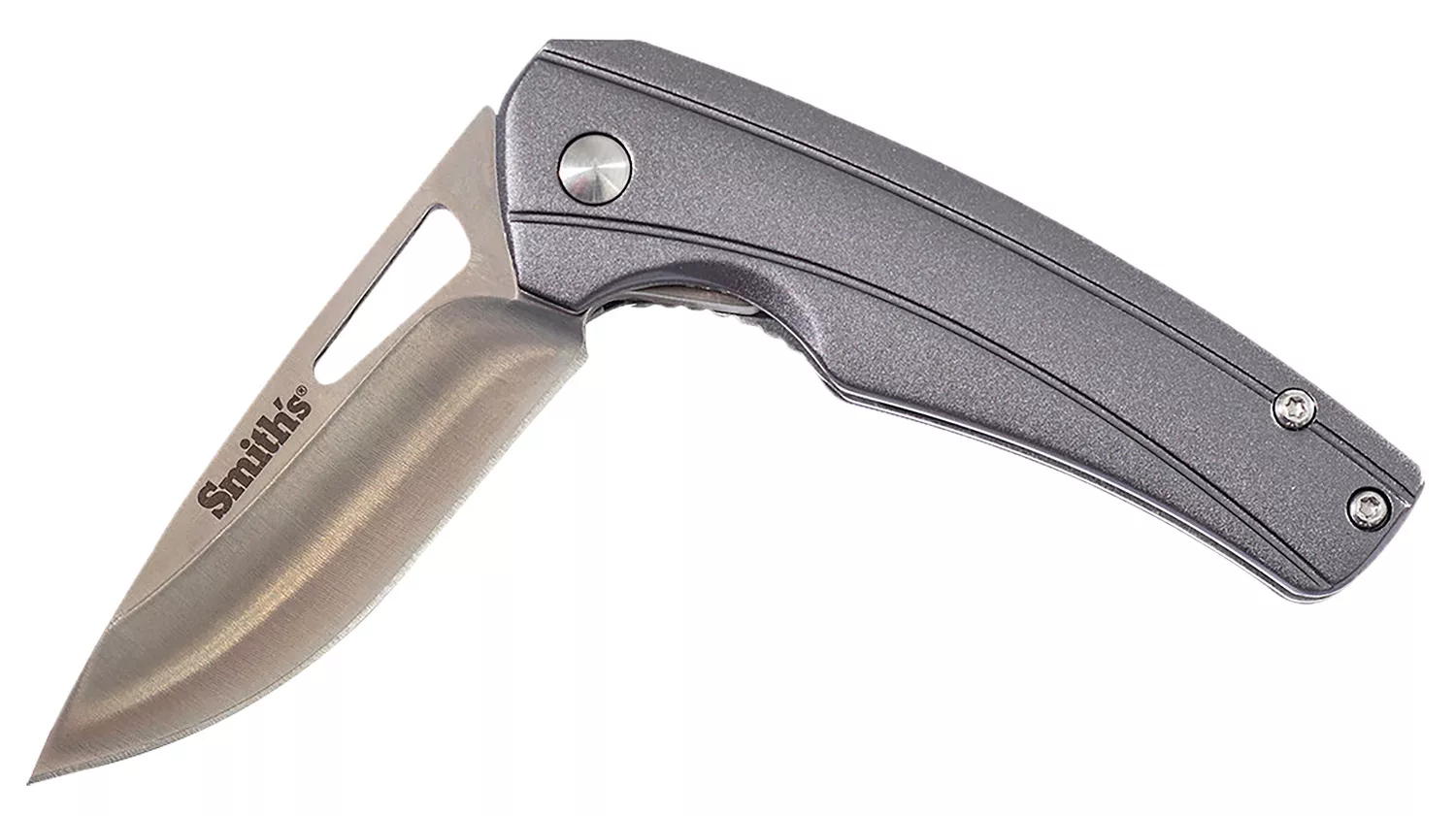 Smiths Products 51246 Istana2.75" Folding Drop Point Plain Satin 400 SS Blade/Gray Anodized Aluminum Handle Includes Pocket Clip