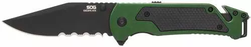 SOG Knives & Tools Escape ATK 2.0 | Folding Knife | 3.4″ Drop Point Straight Edge | Aluminum Handle | Green | PVD Finish | AUS 8 Construction | SOG-11-52-01-43