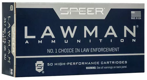 Speer Lawman High Velocity Centerfire Ammunition, 357 SIG, Total Metal Jacket Flat Nose, 125 Grain – 50 Cartridge Box ( 50 / 1 )