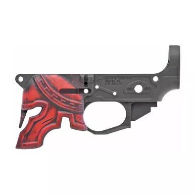 Spike’s Tactical Rare Breed Spartan Billet Stripped AR Lower Receiver | multi-Cal | Black / Red |