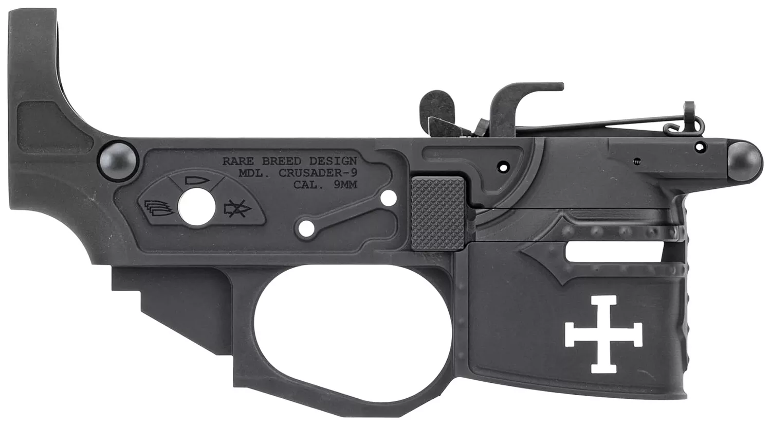 Spikes Tactical STLB960 Rare Breed Crusader9mm Luger, Black Anodized Aluminum for AR-Platform