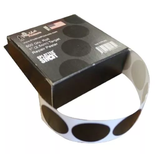 SPLATTER SHOT TARGET REPAIR – PASTERS 1″ BLACK 500CT ROLL