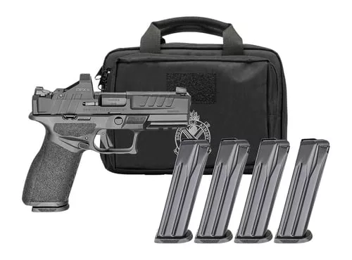 Springfield Armory EC9409BFCLCPAC Echelon 40F.C Gear Pac 9mm Luger 10+1 4" Black Melonite Barrel, Steel Optic Ready/Serrated Slide, Black Polymer Frame w/Picatinny Rail, Ambidextrous