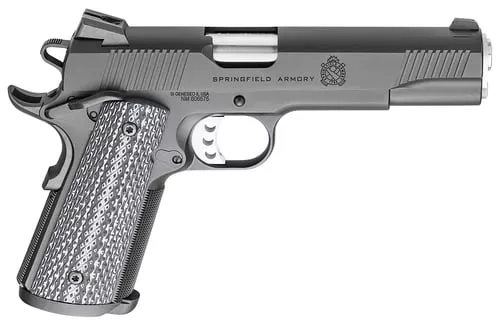 Springfield Armory PC9108LCA18 1911 TRP *CA Compliant 45 ACP 7+1, 5″ Match Grade Stainless Steel Barrel, Black Cerakote Serrated Carbon Steel Slide &^ Frame w/Beavertail, Black G10 Grip