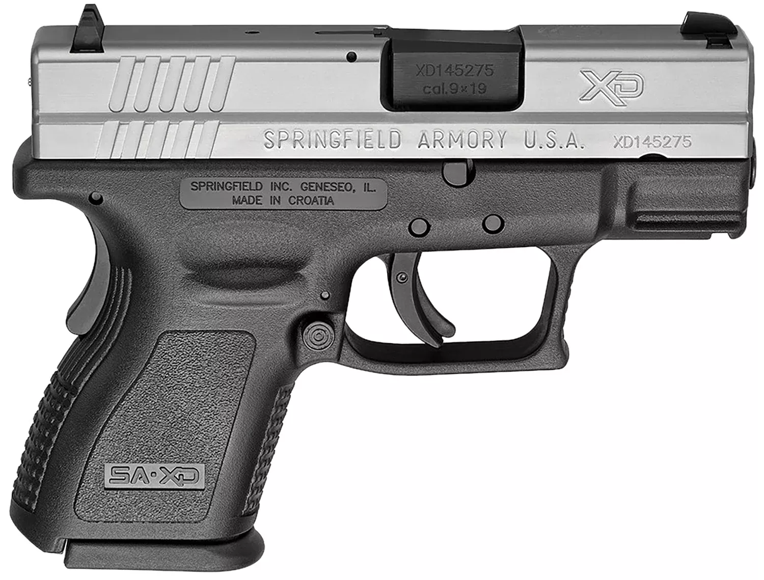 Springfield Armory XD9821 XD *CA Compliant Sub-Compact Frame 9mm Luger 10+1, 3″ Black Melonite Steel Barrel, Serrated Stainless Steel Slide, Black Polymer Frame w/Picatinny Rail