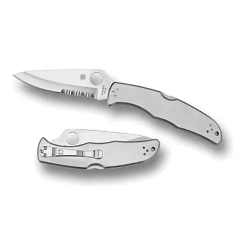 Spyderco C10P Endura II3.88 Folding Drop Point Plain VG10 Stainless Steel BladeStainless Handle UPC: 716104004409
