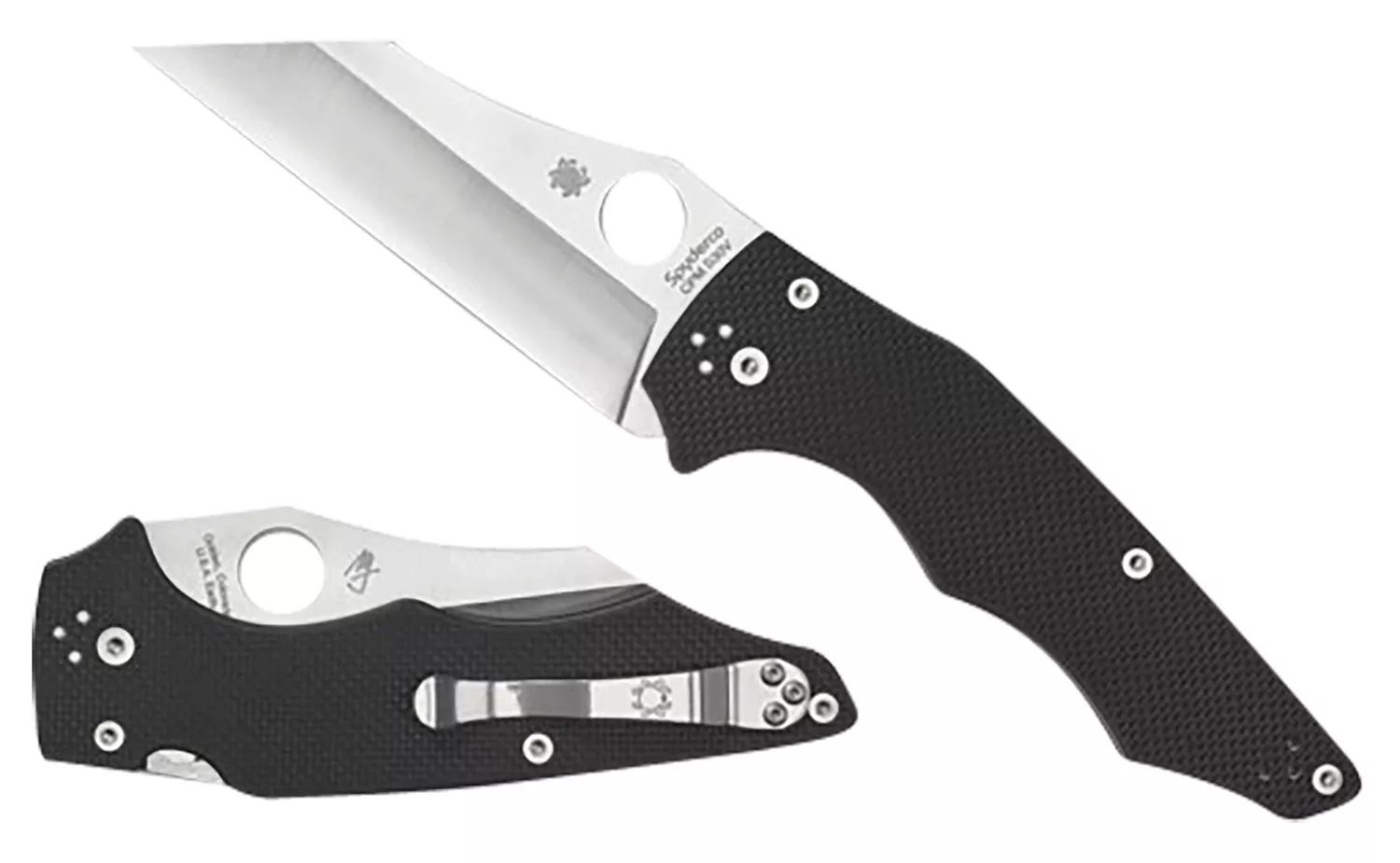 Spyderco C253GP YoJumbo3.98" Folding Wharncliffe Plain Stonewashed CPM S30V SS Blade/ Black Textured G10 Handle Includes Pocket Clip