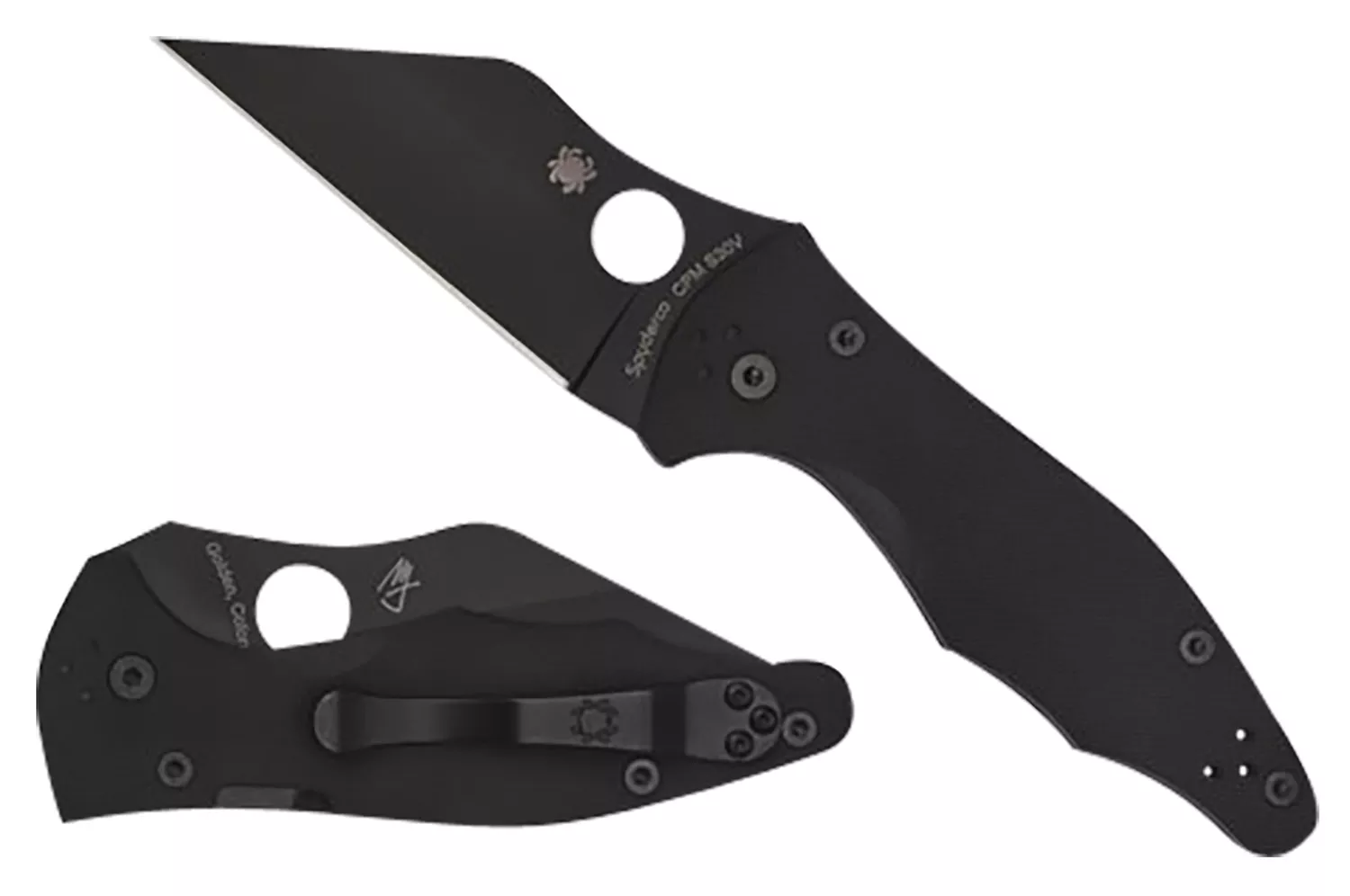 Spyderco C85GPBBK2 Yojimbo 23.20" Folding Wharncliffe Plain Black DLC CPM S30V SS Blade/Black Textured G10 Handle Includes Pocket Clip