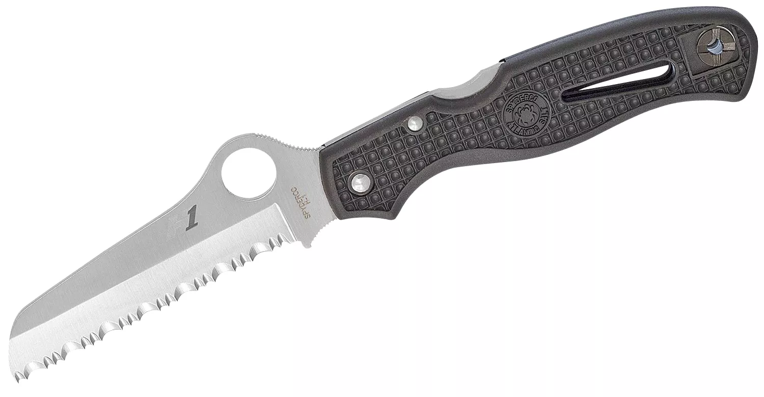 Spyderco C89SBK Atlantic Salt3.69" Folding Sheepsfoot Serrated H1 Steel Blade Black Molded FRN Handle Includes Pocket Clip