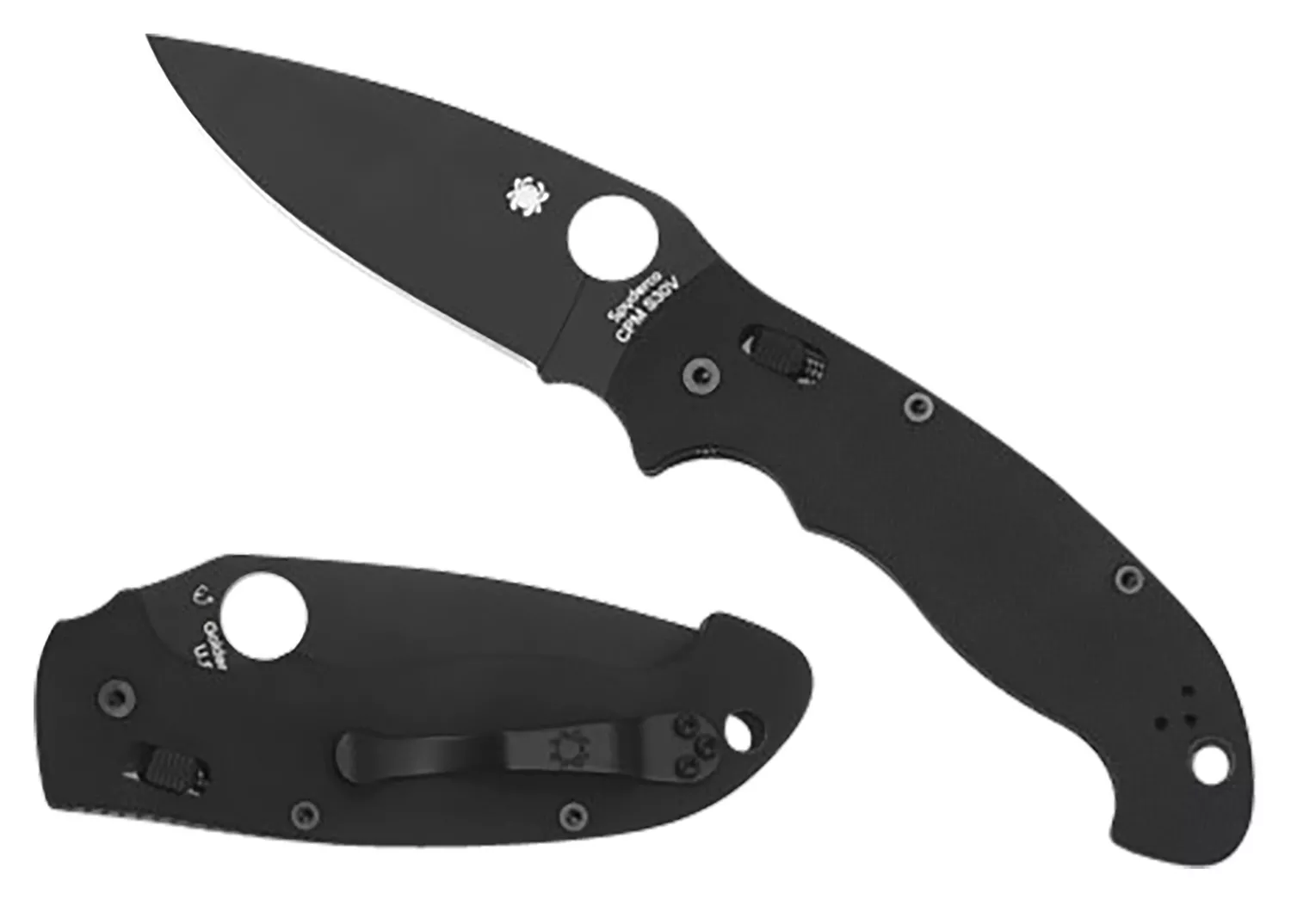 Spyderco C95GPBBK2 Manix 2XL 3.85" Folding Plain Black DLC CPM S30V SS Blade/Black Textured G10 Handle Includes Pocket Clip