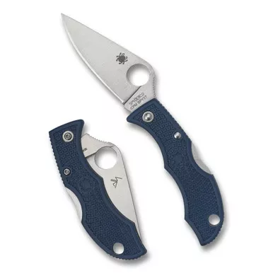 Spyderco Ladybug 3, Folding Knife, 1.9" Drop Point Blade, 4.38" Overall Length, CPM SPY27 Blade Steel, Plain Edge, Satin Finish, Silver, Blue FRN Handle, Back Lock LPCBL3