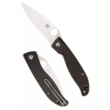 Spyderco Mantra 4 Carbon Fiber, Folding Knife, 3.34" Drop Point Blade, 7.5" Overall Length, 8Cr13MoV Blade Steel, Plain Edge, Satin Finish, Silver, Black Carbon Fiber Handle, Liner Lock C274CFP