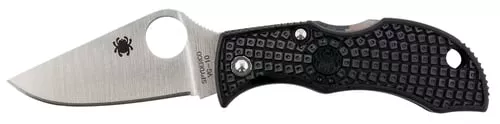 Spyderco MBKP Manbug1.95" Folding Plain Stonewashed VG-10 SS Blade, Black FRN Handle
