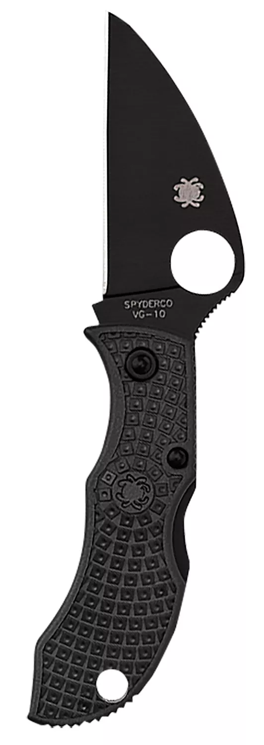 Spyderco MBKWPBK Manbug1.91" Folding Wharncliffe Plain Non-Reflective Black TiCN VG-10 SS Blade/Black Textured FRN Handle