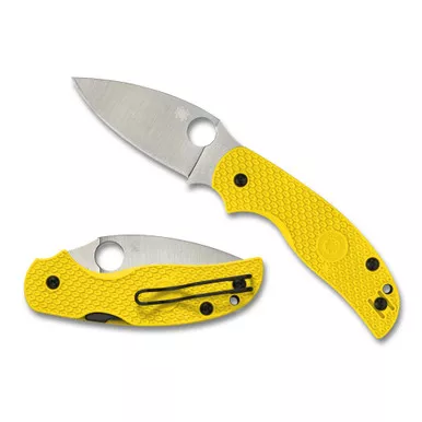 Spyderco Sage 5 Salt, Folding Knife, 3" Drop Point Blade, CPM MagnaCut Blade, 7.13" Overall Length, Compression Lock, Satin Finish, Silver Blade, Yellow Handle C123PYL
