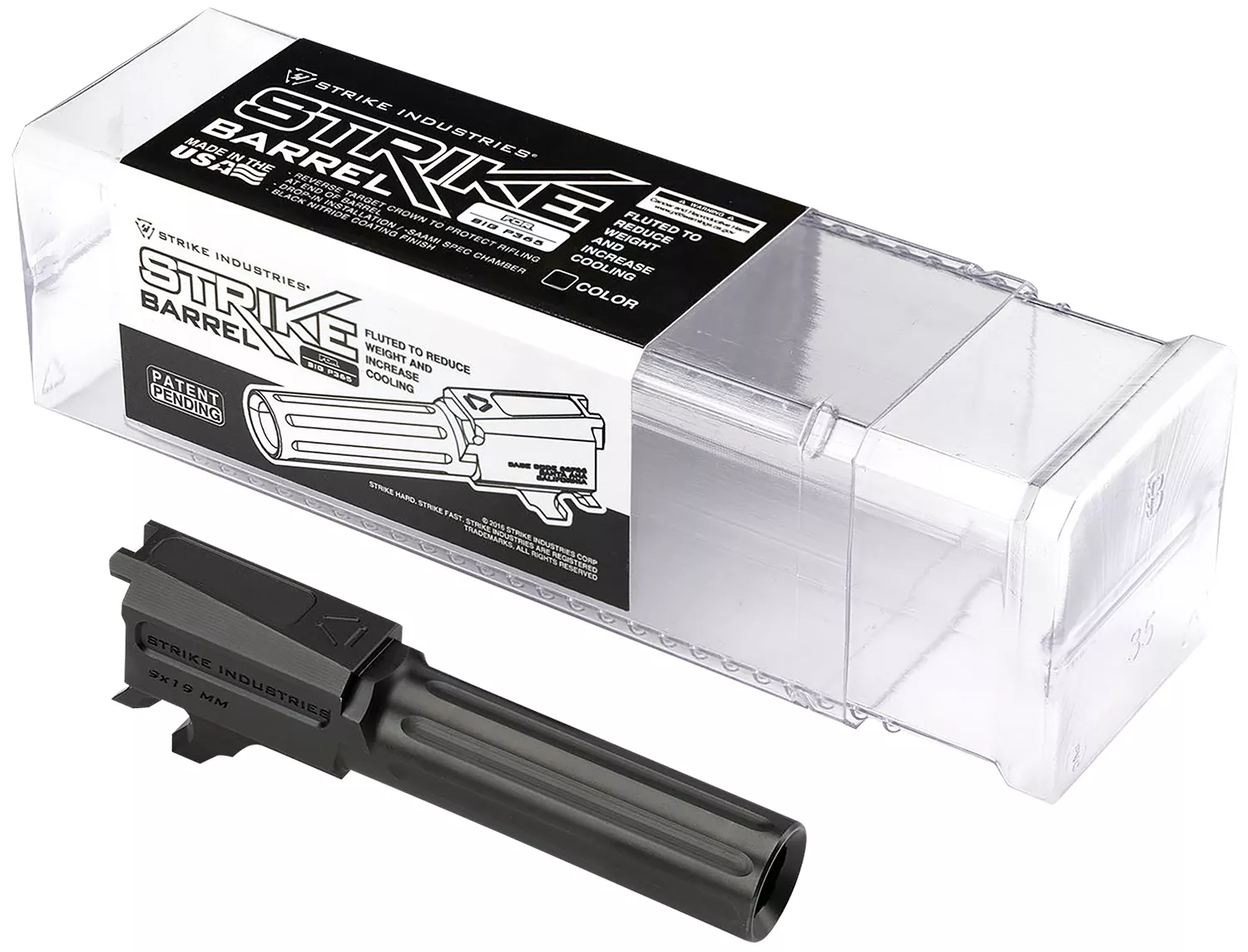 Strike Industries P365BARREL P3659mm Luger 3.10" Fluted Black Nitride Steel, Fits Sig P365
