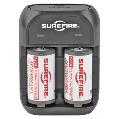 Surefire 2 Rechargeable LFP123 Batteries, Includes Charger