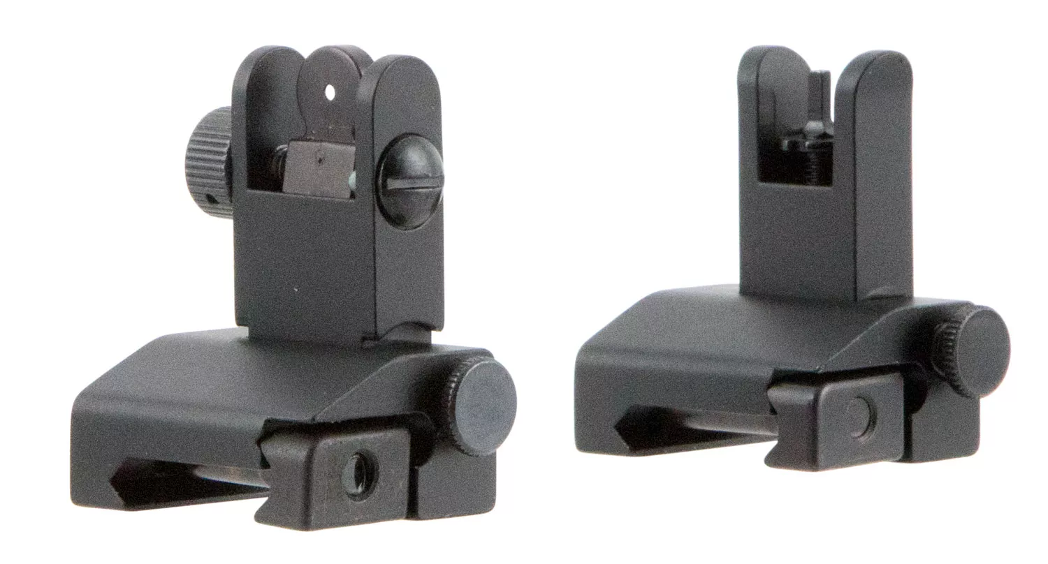 TacFire IS002 Pop Up Iron Sights/Spring LoadedBlack Anodized Flip Up for AR-Platform