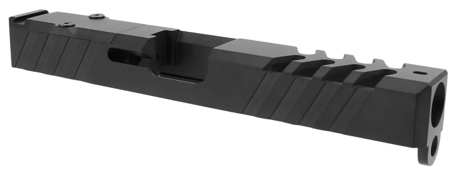 TacFire Replacement Slide 9mm Luger Graphite Black Cerakote Stainless Steel with Optics Cut & Slide Ports for Glock 17 GEN3
