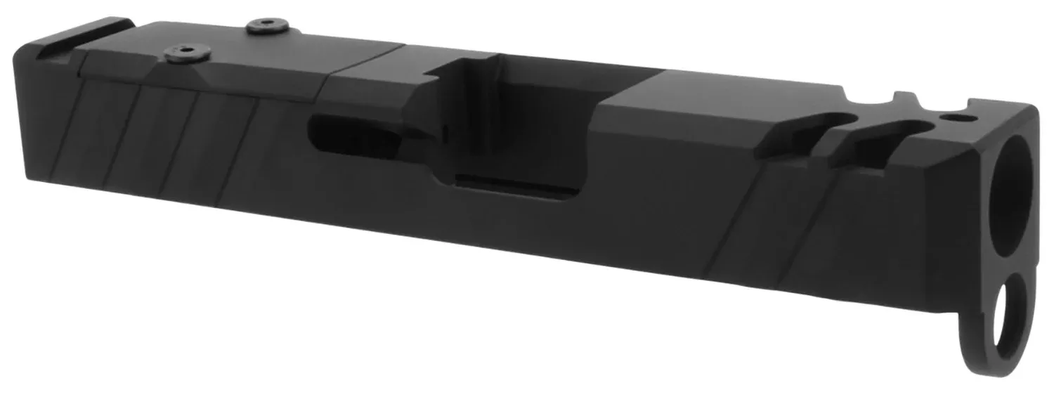 TacFireReplacement Slide9mm Luger Graphite Black Cerakote Stainless Steel with Optics Cut & Slide Ports for Glock 19 Gen3
