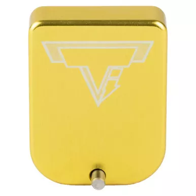 Taran Tactical Innovation Base Pad, Magazine Extension, Fits 2011 Style Magazines in 9MM/38 Super, +2 Rounds of 9MM, Anodized Finish, Gold