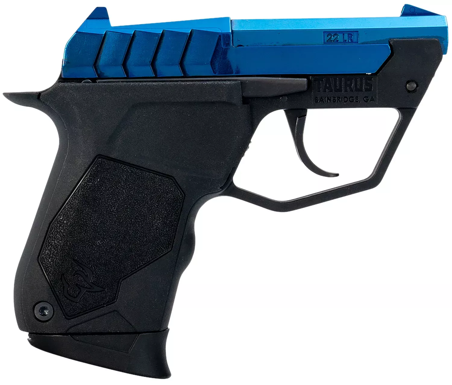 Taurus 1-22TUC13BL 22TUCMicro-Compact Frame 22 LR 9+1 2.50" Polished Blue PVD Steel Tip-Up Barrel, Blue PVD Serrated Stainless Steel Slide, Black Polymer Frame, Black Polymer Grip