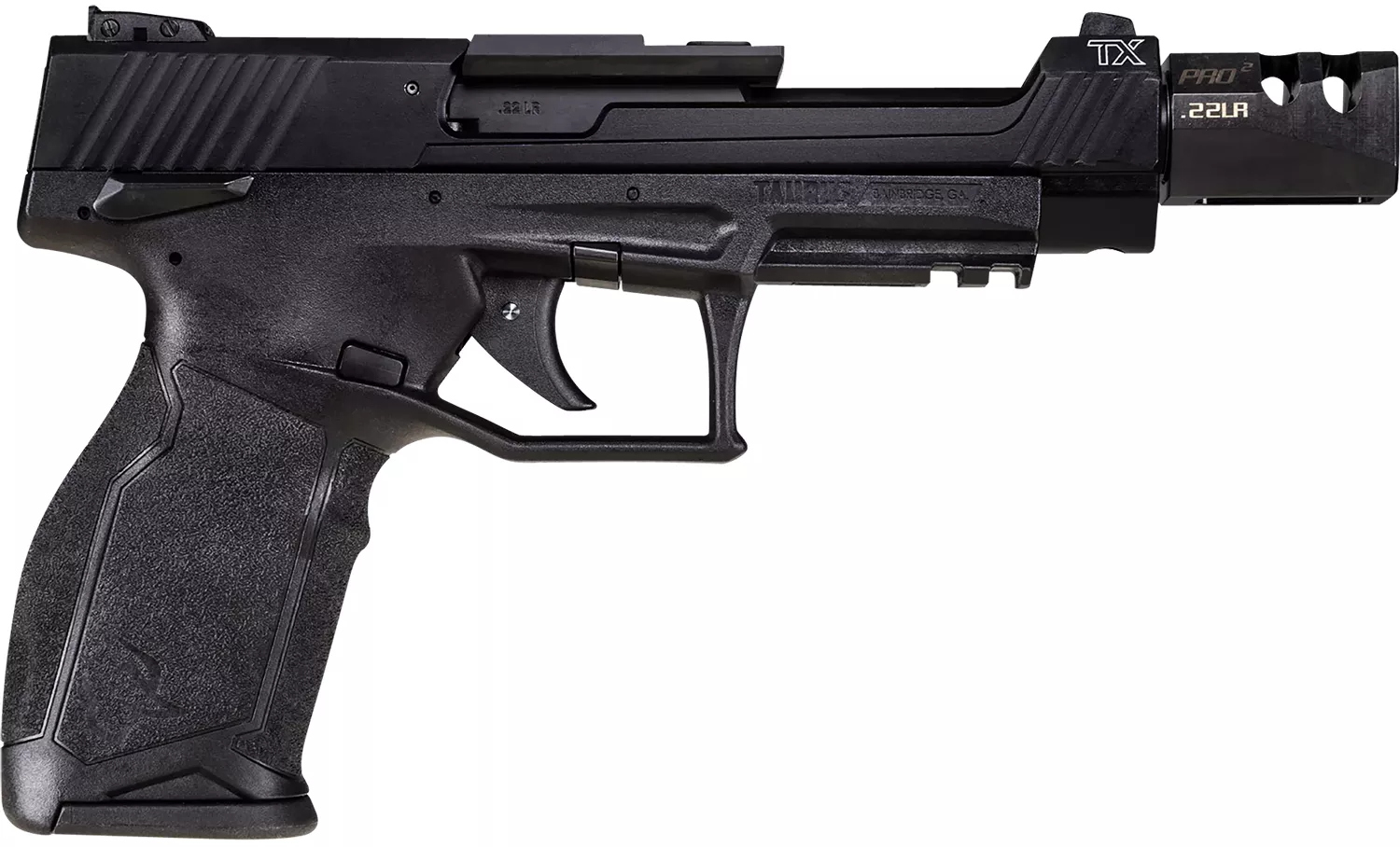 Taurus 1-TX22C151T10 TX22 Competition 5.40" 10+1 (3) Black Polymer Frame Black Anodized Ported Aluminum Slide with Optics Mount Aggressive Textured Black Polymer Grip Includes Compensator
