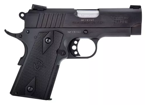Taurus 1191101OFC 1911 Officer 45 ACP Caliber with 3.50" Barrel, 6+1 Capacity, Overall Matte Black Finish Steel, Beavertail Frame, Serrated Slide & Checkered Polymer Grip