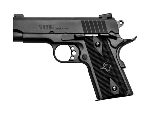 Taurus 1191101OFC9MM 1911 Officer 9mm Luger Caliberwith 3.50" Barrel, 8+1 Capacity, Overall Matte Black Finish Steel, Beavertail Frame, Serrated Slide & Checkered Polymer Grip