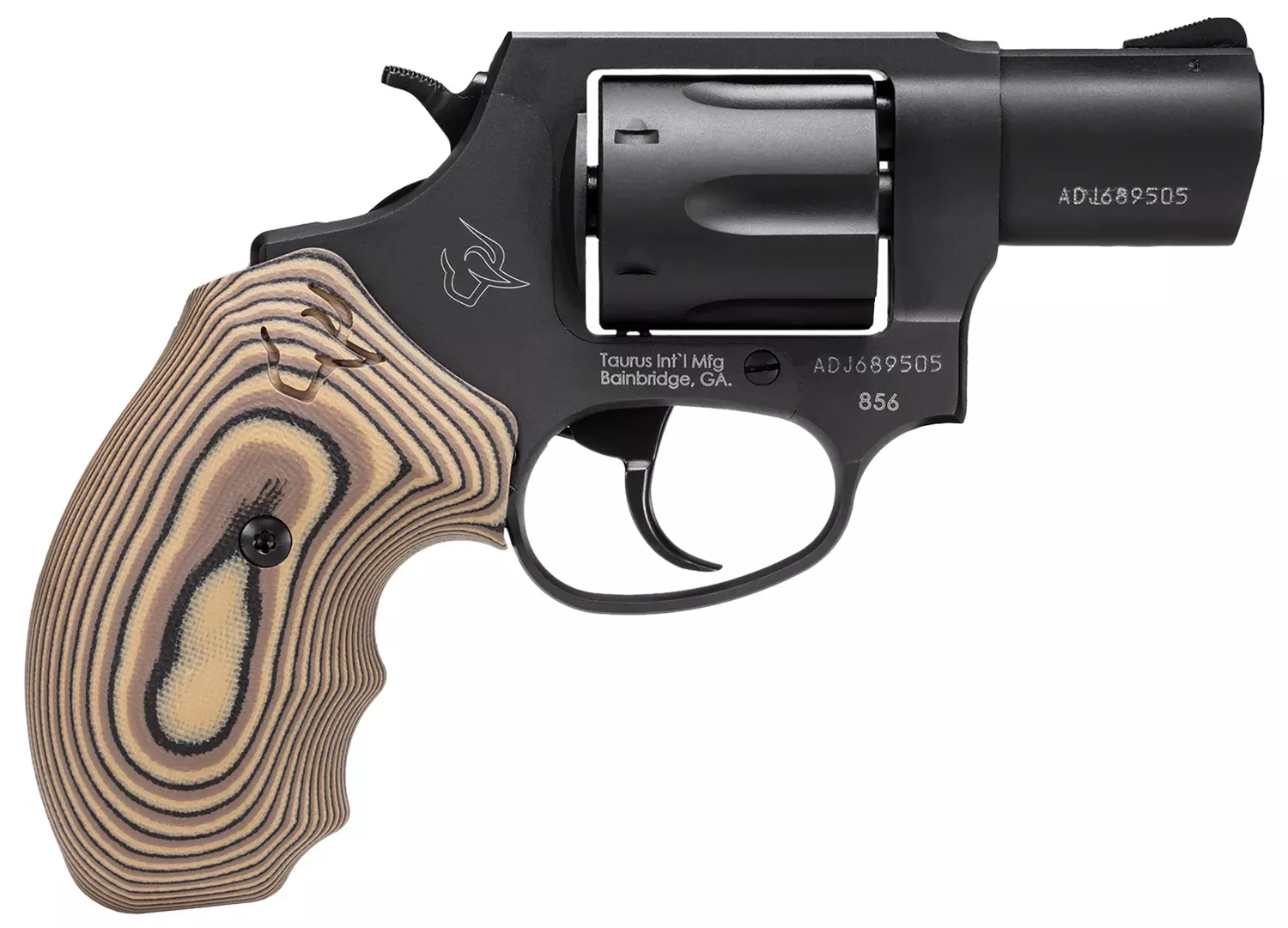 Taurus 2-85621VZ19 856 Small 38 Special 6 Shot 2″ Matte Black Carbon Steel Barrel, Cylinder & Frame, Brown VZ Cyclone Grip, Transfer Bar Safety, Exposed Hammer