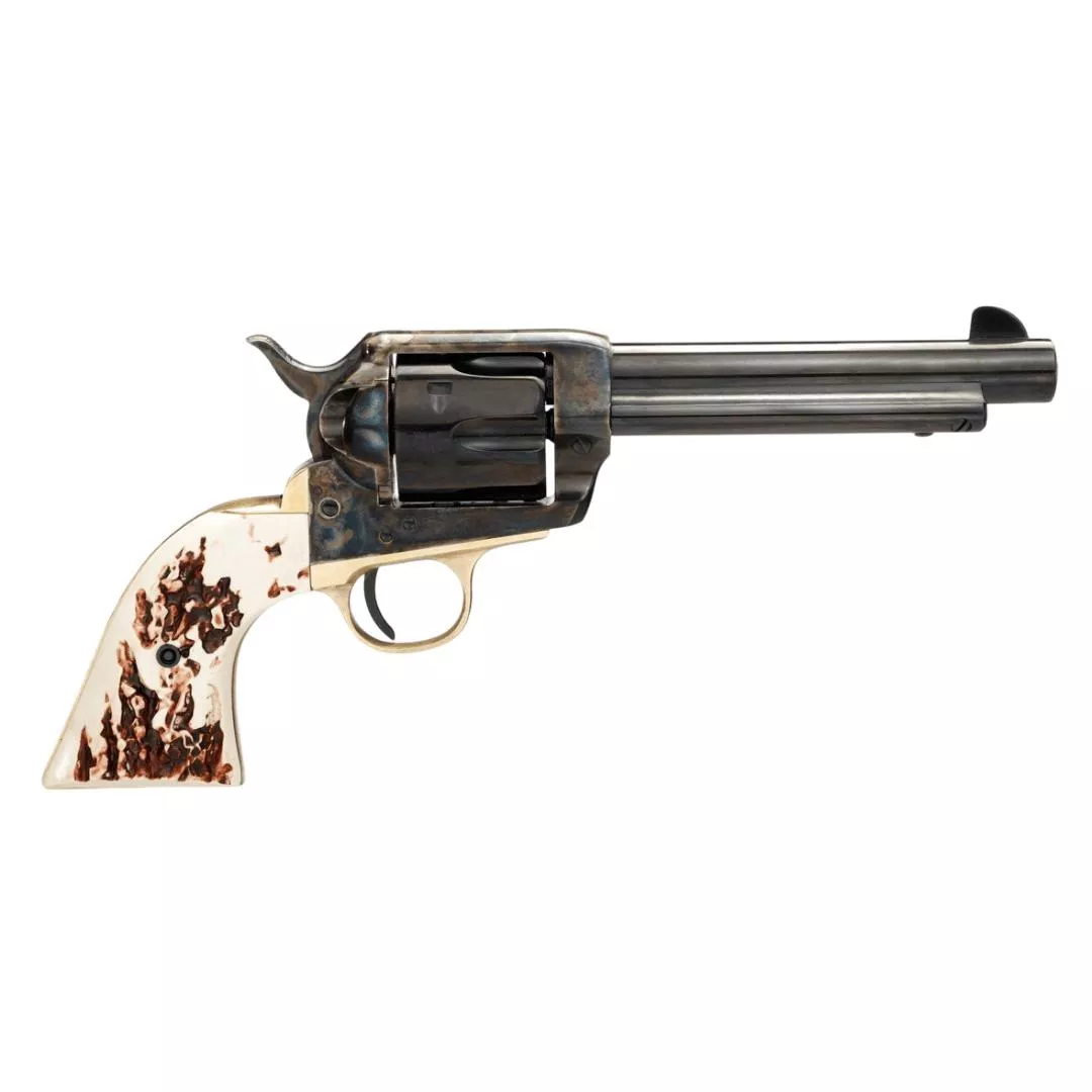 Taylor & Company 1873 Stag Grip Handgun .45 Colt 6rd Capacity 5.5″ Blued Barrel Stag Grip Case Hardened