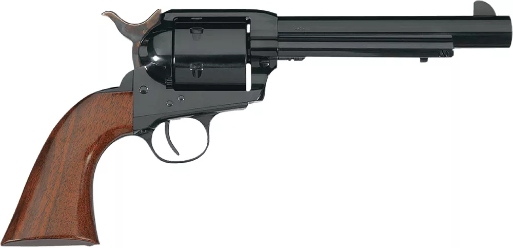 Taylors & Company 550428 1873 Cattleman 44 Rem Mag Caliber with 6″ Barrel, 6rd Capacity Cylinder, Overall Blued Finish Steel & Walnut Army Size Grip