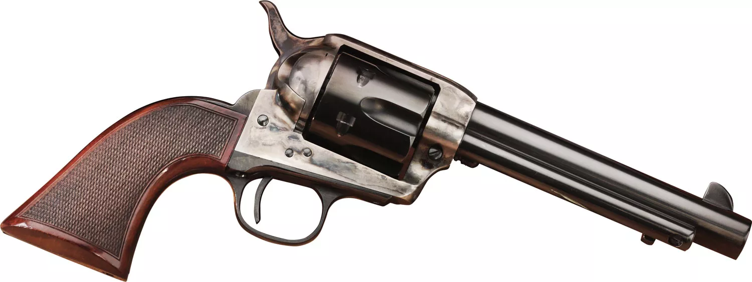 Taylors & Company 556205DE Short Stroke Smoke Wagon357 Mag 6rd 5.50" Blued Cylinder & Barrel Color Case Hardened Steel Frame Checkered Walnut Navy Size Grip (Taylor Tuned)