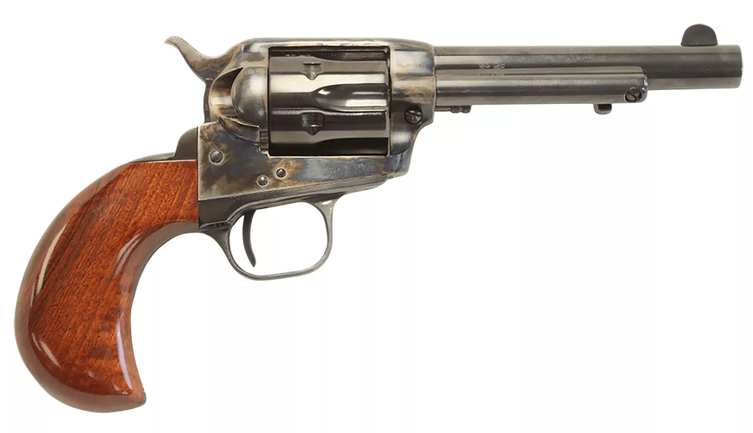 Taylors & CompanyUberti Stallion 38 Special 6 Shot 4.75″ Blued Round Barrel, Blued Cylinder, Color Case Hardened Steel Frame, Walnut Birdshead Grip, Exposed Hammer