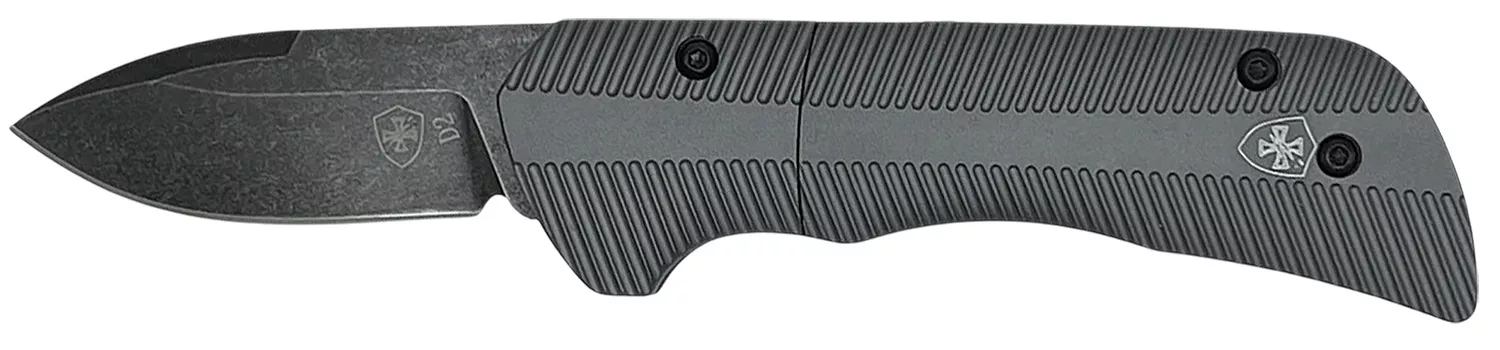 Templar KnifeCali Auto Assist1.90" Folding Drop Point Plain Cali D2 Steel Blade, 3.56" Gunmetal Anodized Aluminum Handle
