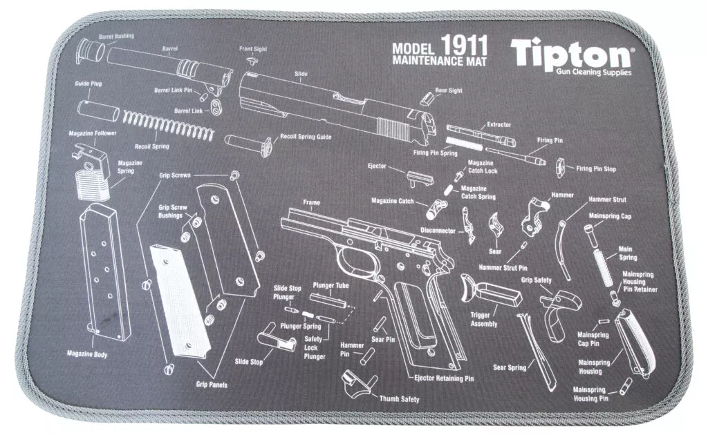 Tipton 558680 Maintenance MatBlack/Gray Neoprene Top w/Rubber Back 11"x17" 1911 Parts Diagram